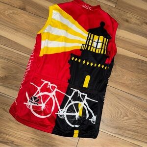 Voler Womens Cycling Shirt Size M 09 Bike Red Full Print back Pocket lighthouse